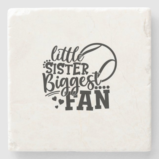 Posavasos De Piedra Jugador de tenis | Pequeña hermana mayor fanática  (Anverso)