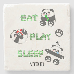Posavasos De Piedra Jugar Sleep Cute Baby Panda Vida Cómoda