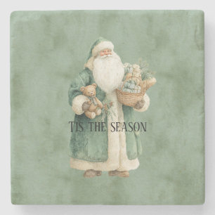 Posavasos De Piedra Juguetes de Navidad de Papá Noel con Abrigo Verde
