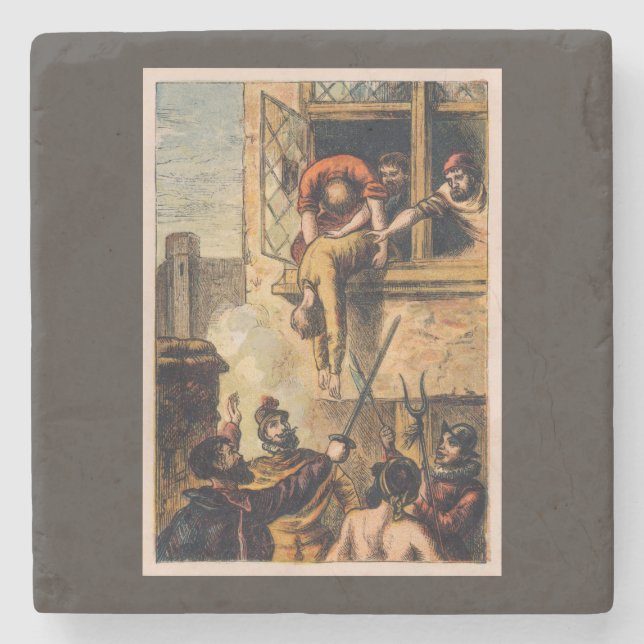 Posavasos De Piedra Justicia popular en la masacre del Día de San Bart (Anverso)