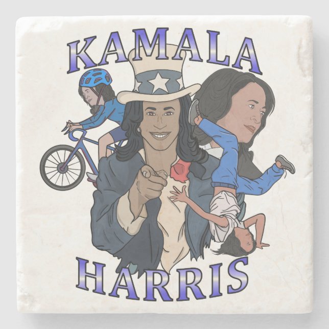 Posavasos De Piedra Kamala Harris Bootleg Rap Style (Anverso)