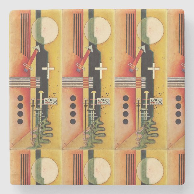 Posavasos De Piedra Kandinsky Arte de pintura abstracta moderna (Anverso)