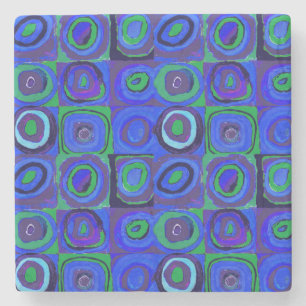 Posavasos De Piedra Kandinsky Farbstudie Blue Quadrate Square Circle