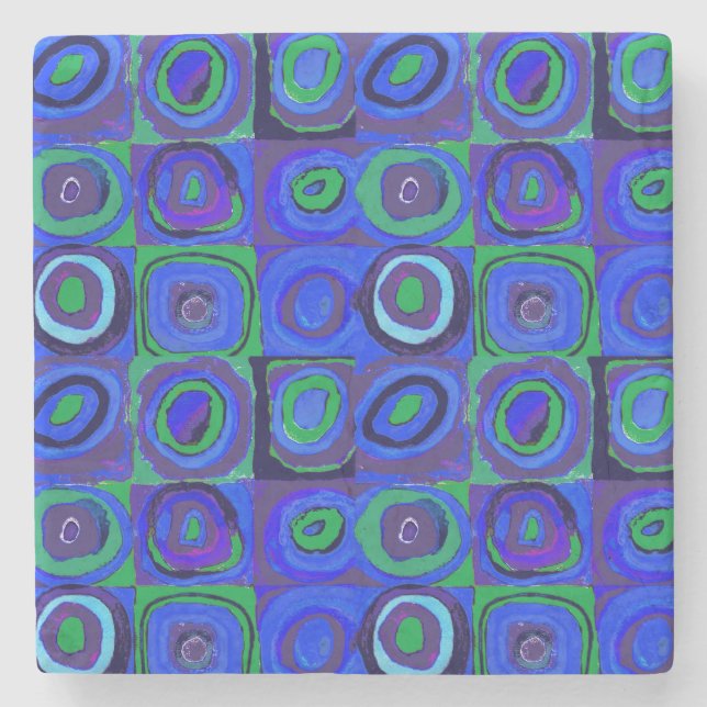 Posavasos De Piedra Kandinsky Farbstudie Blue Quadrate Square Circle (Anverso)