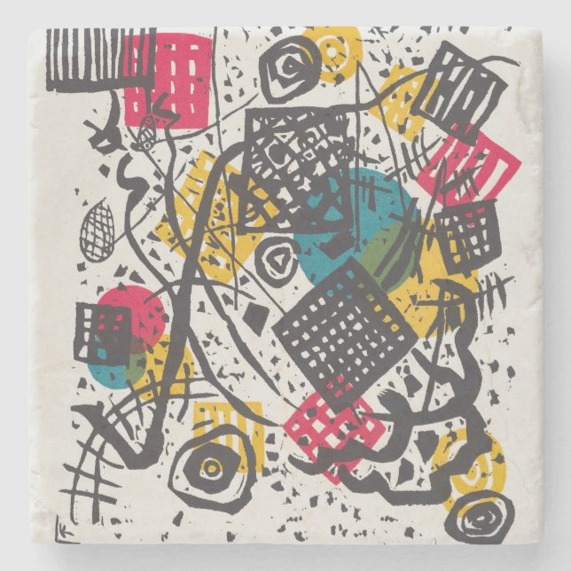 Posavasos De Piedra Kandinsky Pequeños Mundos V Resumen Clásico (Anverso)