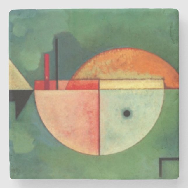 Posavasos De Piedra Kandinsky Upward Abstract Painting Green (Anverso)