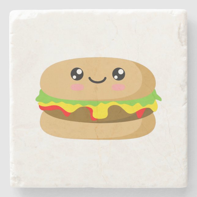 Posavasos De Piedra Kawaii Burger (Anverso)
