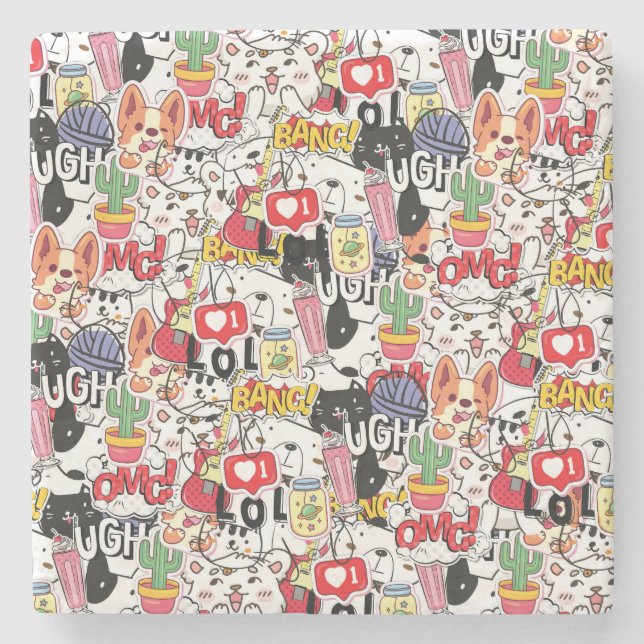 Posavasos De Piedra kawaii funny pet design - cute animal lover  (Anverso)