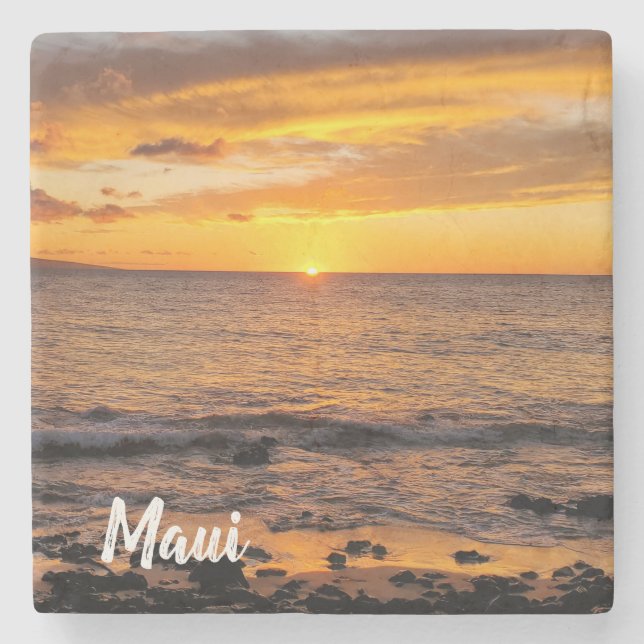 Posavasos De Piedra Keawakapu Beach Sunset Maui (Anverso)