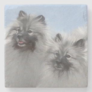 Posavasos De Piedra Keeshond Pair de Kees pintura animal original