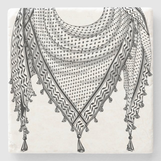 Posavasos De Piedra Keffiyeh palestino Scarf tejido tradicional (Anverso)