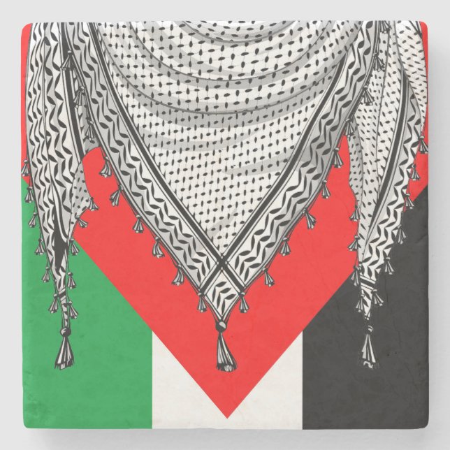 Posavasos De Piedra Keffiyeh palestino Scarf tejido tradicional (Anverso)