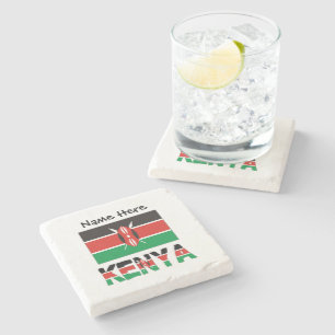 Posavasos De Piedra Kenia Bandera Keniana Nombre Personalizado 