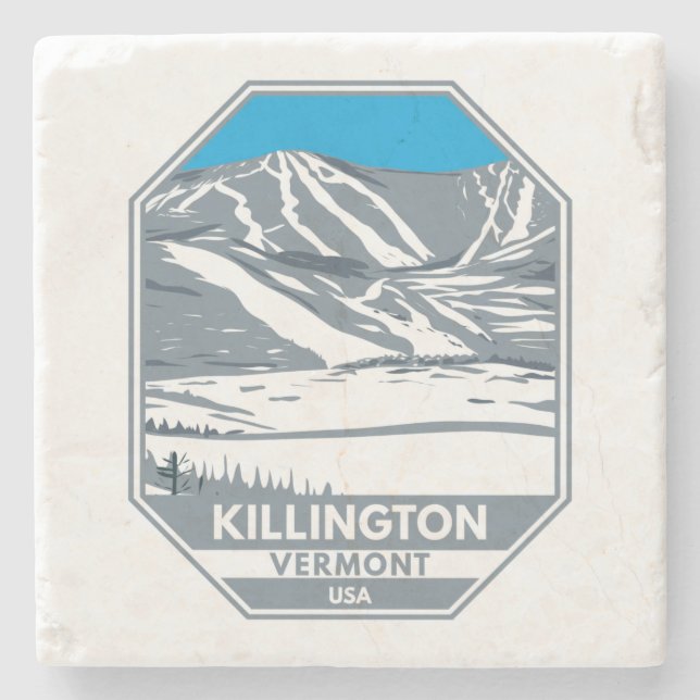 Posavasos De Piedra Killington Ski Area Winter Vermont (Anverso)