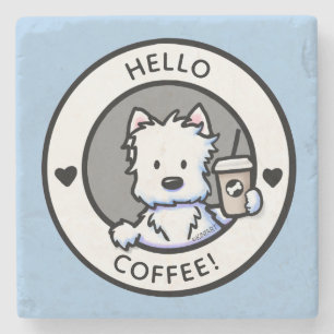 Posavasos De Piedra KiniArt Café Westie Stone Coaster