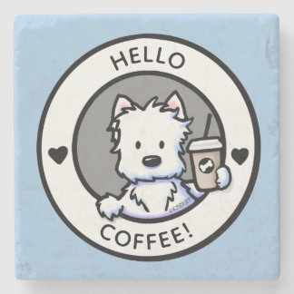Posavasos De Piedra KiniArt Café Westie Stone Coaster