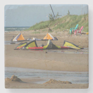 Posavasos De Piedra Kitesurfistas del lago Michigan