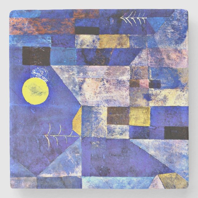Posavasos De Piedra Klee - A la luz de la luna, arte abstracto, (Anverso)