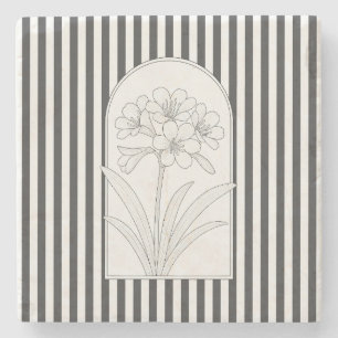 Posavasos De Piedra Klivia Elegant Flower Botanical Stone Coaster