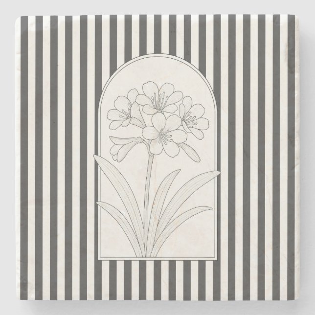 Posavasos De Piedra Klivia Elegant Flower Botanical Stone Coaster (Anverso)