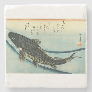 Posavasos De Piedra Koi (carpa) - Impresión de pescado japonés de Hiro