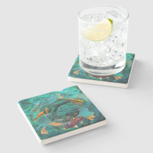 Posavasos De Piedra Koi Fish "NADAR EN PAZ"