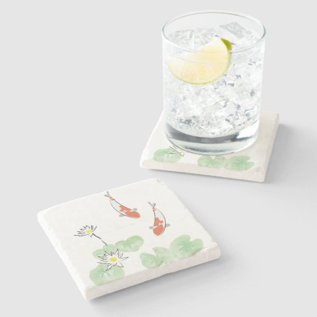 Posavasos De Piedra Koi Pond Stone Coaster (Lateral)