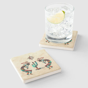 Posavasos De Piedra Kokopelli Y Cactus