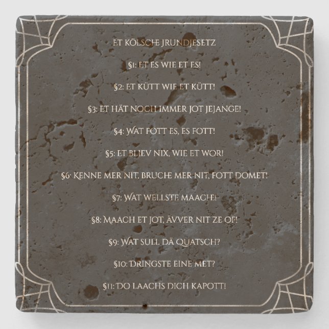 Posavasos De Piedra Kölsches Grundgesetz – Köln Cologne Jugendstil (Anverso)