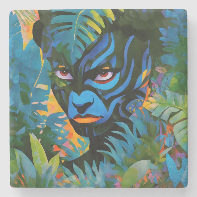 Posavasos De Piedra "Kuiráya" - Hoja pintada - Mujeres En La Amazonía (Anverso)