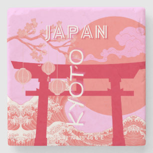 Posavasos De Piedra Kyoto Japón: Arte de viajes, arte de viajes rosa r