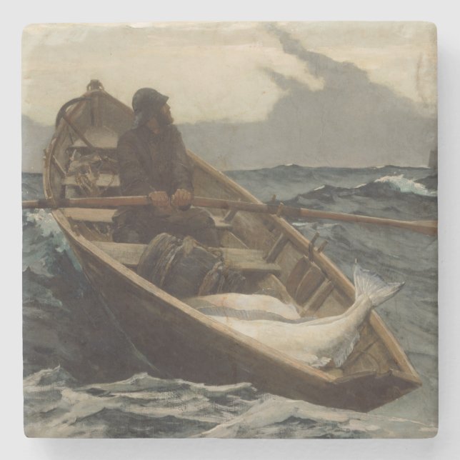Posavasos De Piedra La advertencia de niebla (de Winslow Homer) (Anverso)