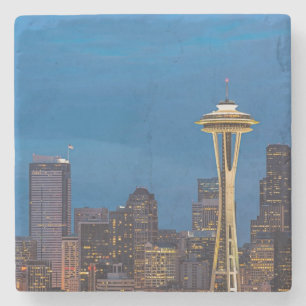 Posavasos De Piedra La aguja del espacio y la Seattle céntrica