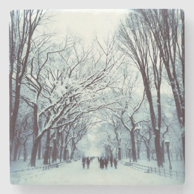 Posavasos De Piedra La alameda del Central Park en invierno (Anverso)