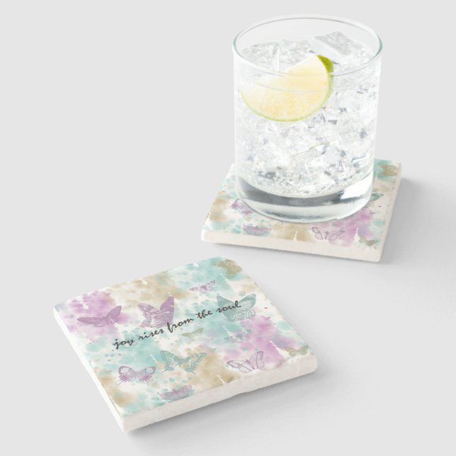 Posavasos De Piedra La alegría surge del alma (Lateral)