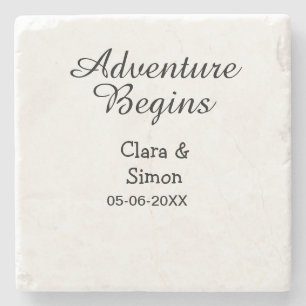 Posavasos De Piedra La aventura comienza nombre de la pareja de casado