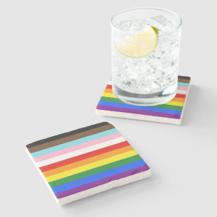 Posavasos De Piedra La bandera del orgullo de once franjas de Slippery