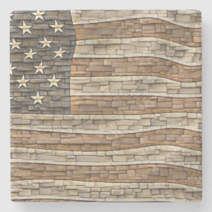 Posavasos De Piedra La bandera patriótica vintage de Estados Unidos en