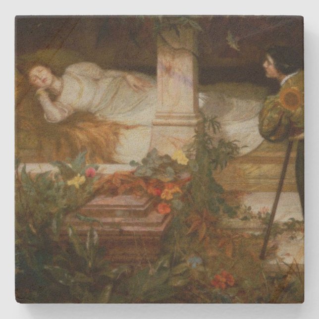 Posavasos De Piedra La bella durmiente (Príncipe y princesa celestiale (Anverso)