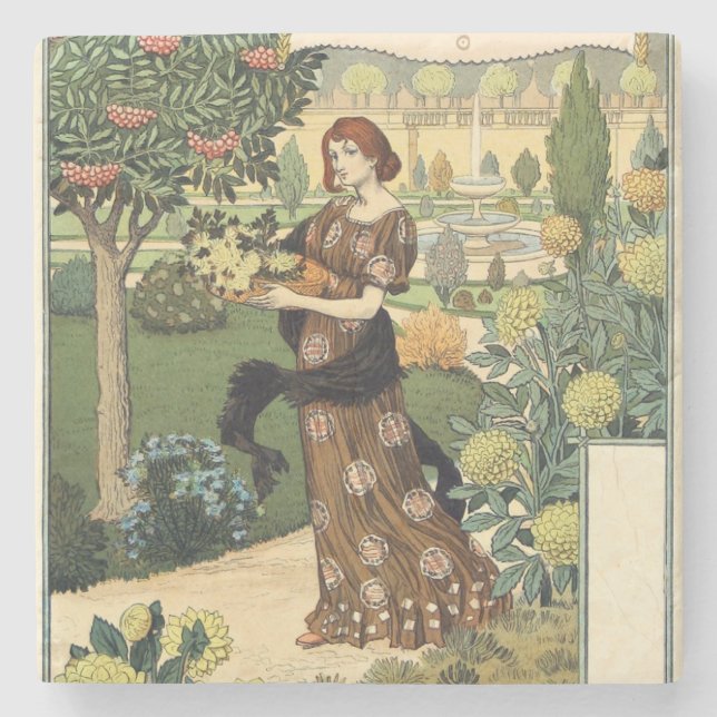 Posavasos De Piedra La Belle Jardiniere - Septembre - Eugene Grasset (Anverso)