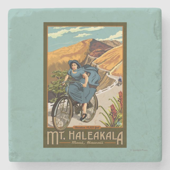 Posavasos De Piedra La bicicleta del Mt. Haleakala monta Hawaii (Anverso)