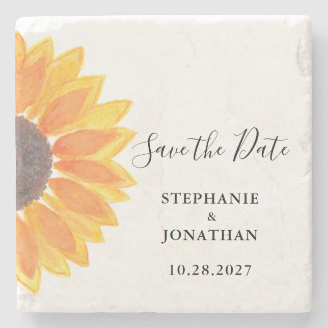 Posavasos De Piedra La boda del girasol salva la fecha (Anverso)