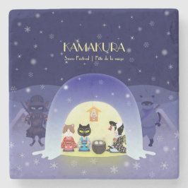 Posavasos De Piedra La celebración de nieve de Edo-Neko