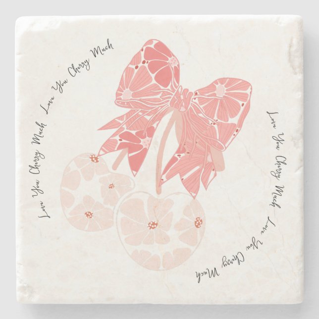 Posavasos De Piedra La cereza de amor es una fruta divertida (Anverso)