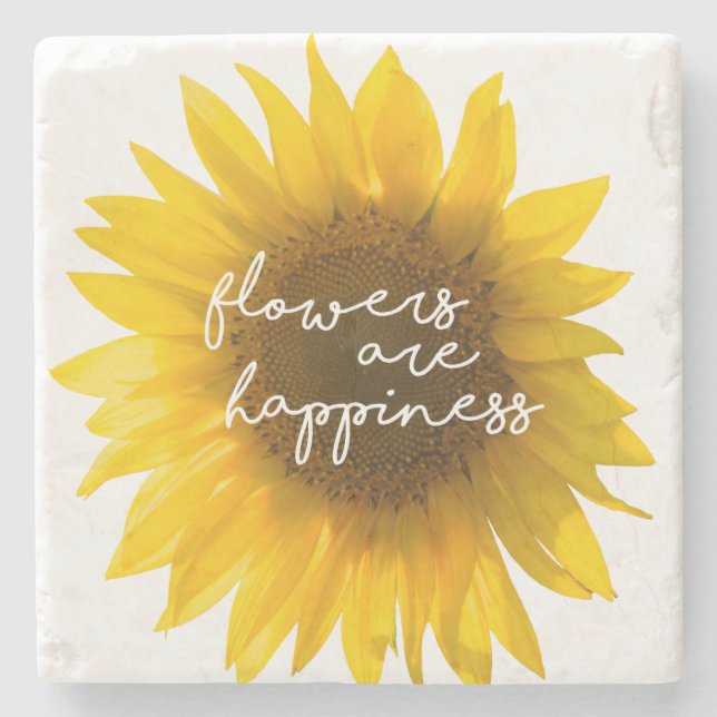 Posavasos De Piedra La cita "flores del girasol es felicidad " (Anverso)