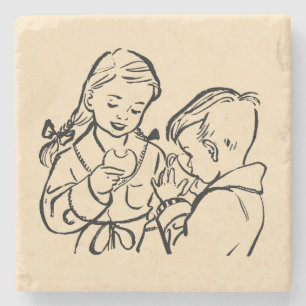 Posavasos De Piedra La escoria de piedra de Hermano Pequeño Vintage y 