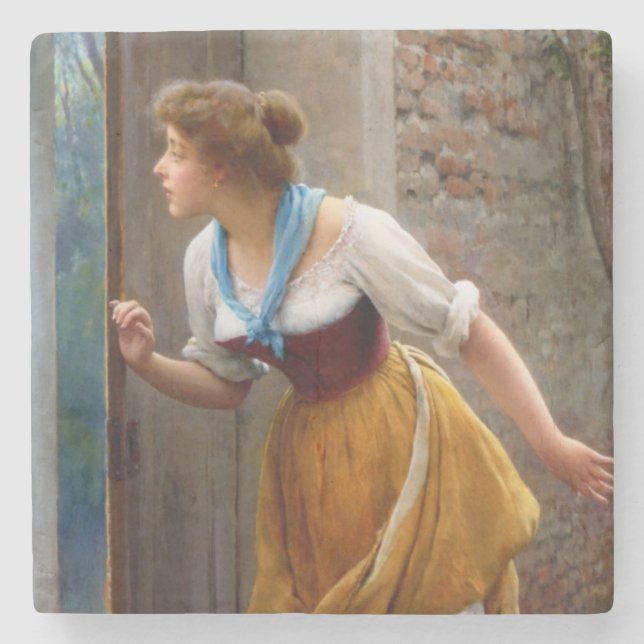 Posavasos De Piedra La escuchadora (de Eugene de Blaas) (Anverso)
