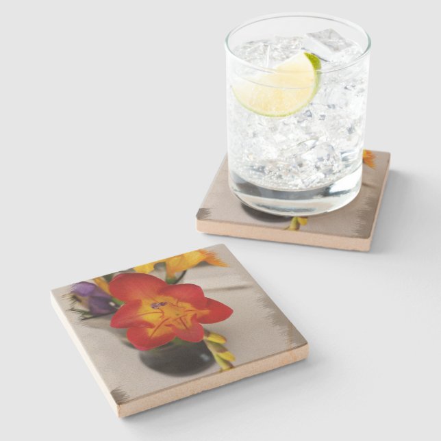 Posavasos De Piedra La freesia roja (Lateral)
