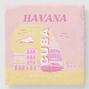 Posavasos De Piedra La Habana Cuba Arte Previo Rosa