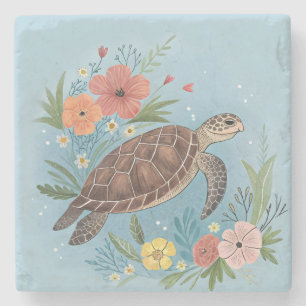 Posavasos De Piedra La ilustración de una tortuga marina